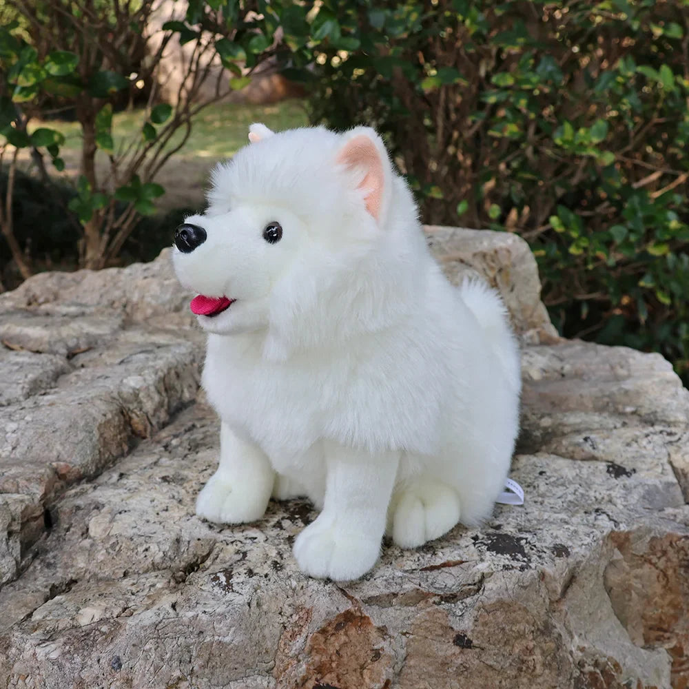 28cm Lifelike Samoyed Stuffed Toys Cute Realistic White Dog Plush Toy Puppy Plush Animals Toy Birthday Christmas Gifts