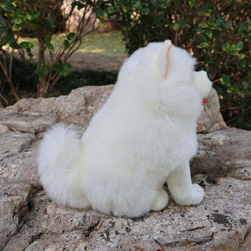 Samoyed Figure 28cm Lifelike Samoyed Stuffed Toys Cute Realistic White Dog Plush Toy ...